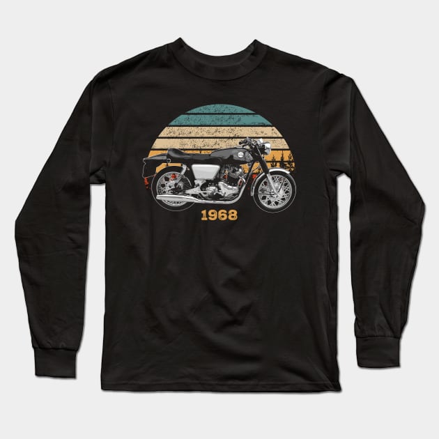 1968 Norton Commando Vintage Motorcycle Design Long Sleeve T-Shirt by Madisen Harvey